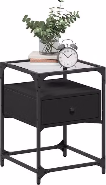 Berkfield Home Decorative Bedside Cabinets, 2 Piece Set in Black, W/D/H: 40 x 40 x 55 cm