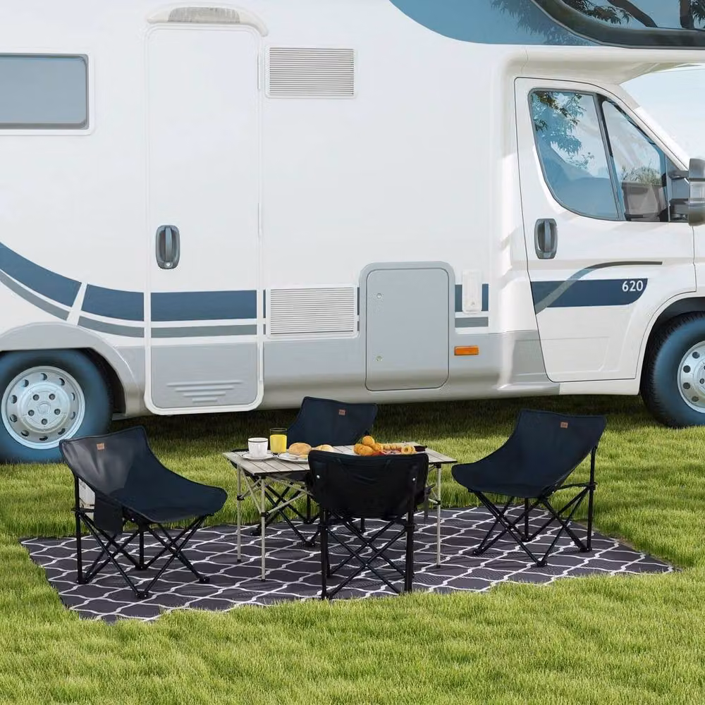 VOGREX Reversible Waterproof Moroccan Woven Outdoor Garden Rug in Grey and White, W: 274 cm, D: 183 cm – 3