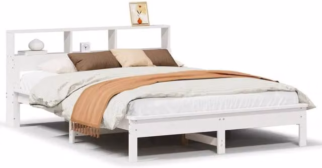 Berkfield Home White Solid Pine Wood Bed Frame W/D/H: 160 x 200 cm – 1