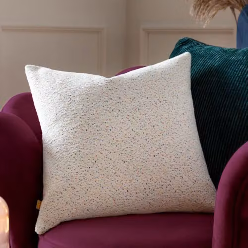furn Hali Square Velvet and Polyester Filled Cushion in White, W/D/H: 45 x 45 x 45 cm – 2