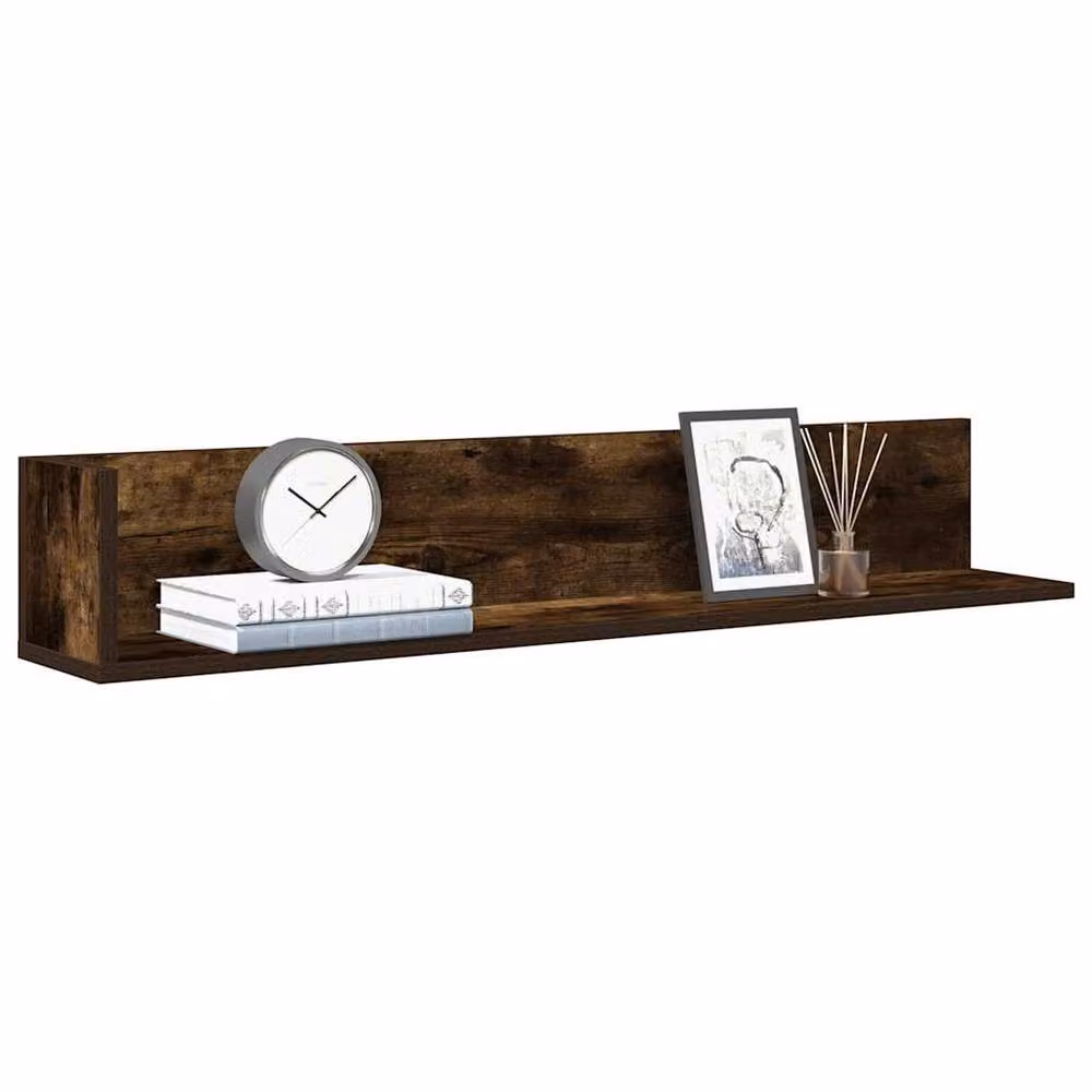 Berkfield Home Decorative Wall Shelves, 2 Piece Set, Smoked Oak Brown, W: 100 cm, D: 16.5 cm, H: 16.5 cm – 2