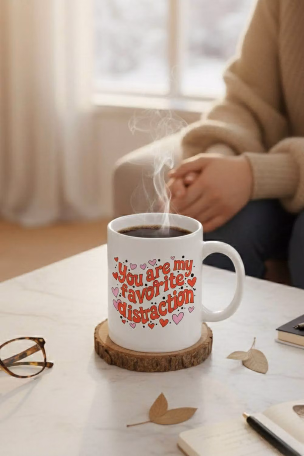 Dyzi You Are My Favorite Distraction Ceramic Mug in White and Red – 4