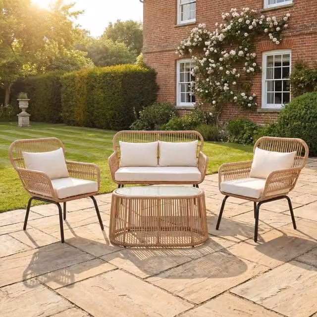 Artemis Home Carbini 4 Piece Patio Bistro Set in Beige and Black