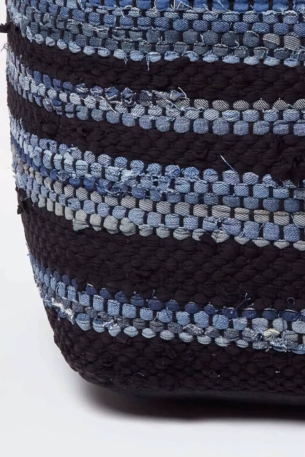 Homescapes Texas Blue Denim and Leather Striped Bean Filled Pouffe, W/D/H: 40 x 40 x 40 cm – 4