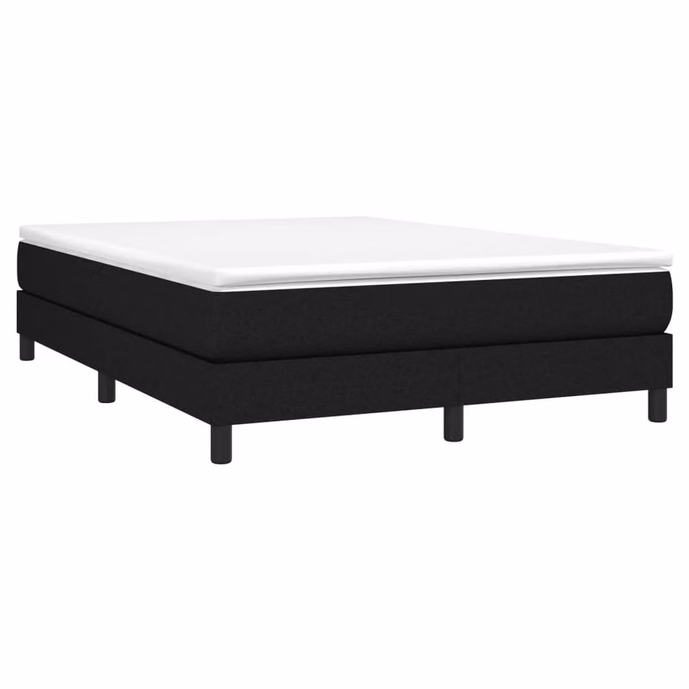 Berkfield Home Upholstered Box Spring Bed Frame in Black Fabric, W: 135 cm, L: 190 cm – 3