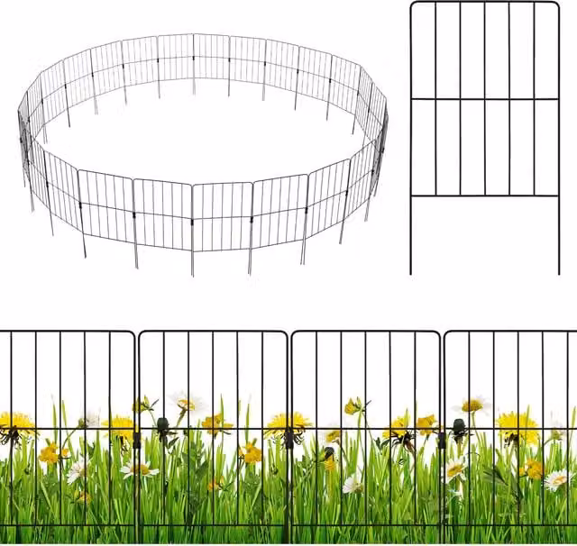 Costway 25 Pack Decorative Garden Animal Barrier Fence in Black