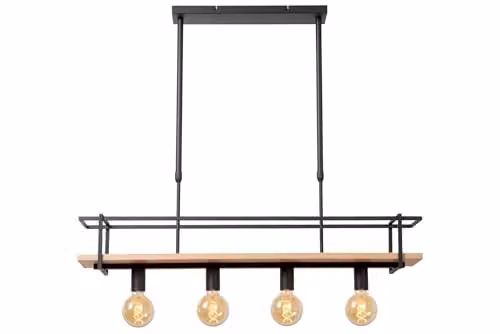 Lucide Milonga Dimmable Scandinavian Hanging Pendant Light in Black with 4 x E27 Sockets