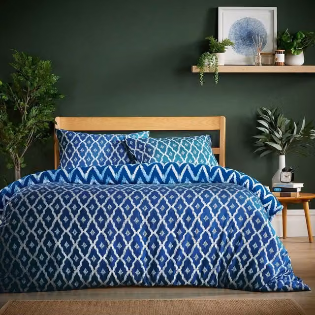 Madiera Flannel Duvet Cover Set in Blue, Single, W/D/H: 90 x 200 cm