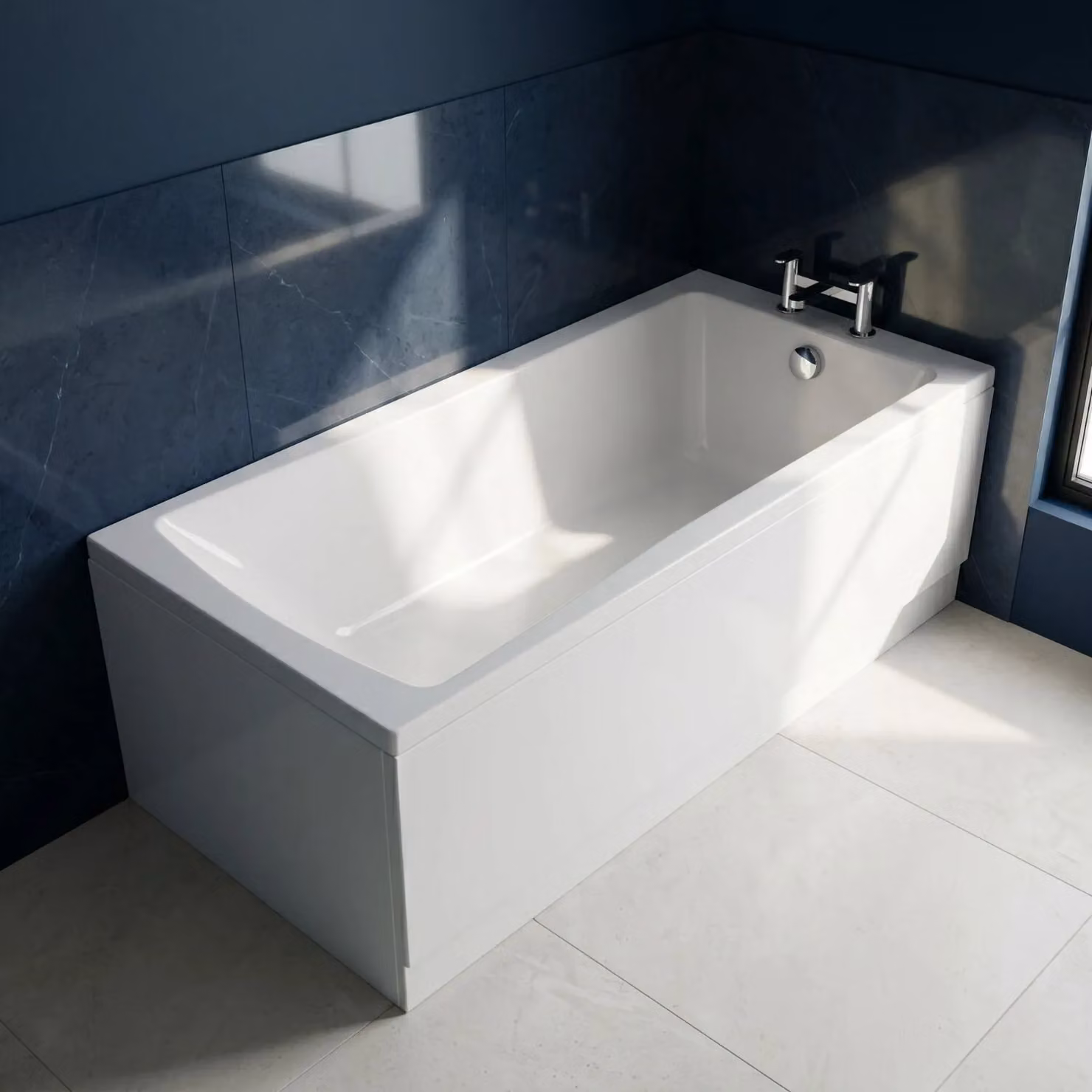 Balterley Square White Free Standing Bath Set with Leg Set and Front and End Panels W/D/H: 170 x 70 x 40 cm – 3