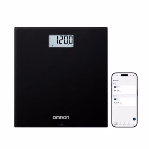 OMRON HN300T2 Intelli IT Smart Bluetooth Bathroom Scales in Black with Digital Display and BMI Tracking – 1