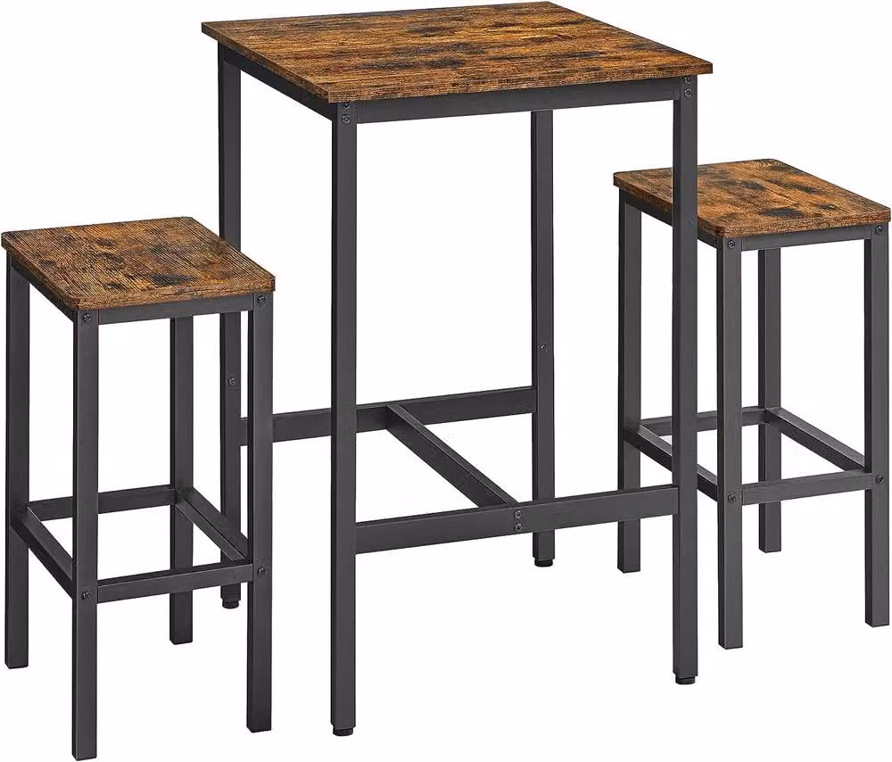 VASAGLE Brown Industrial Space Saving Bar Table and Stools Set – 6