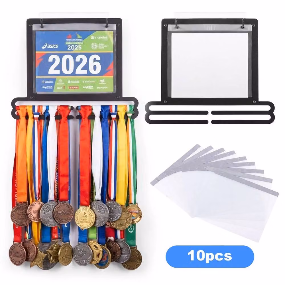 PAWNORA Wall-Mounted Medal Bib Display Rack in Black, W/D/H: 33 x 10 x 33 cm – 2