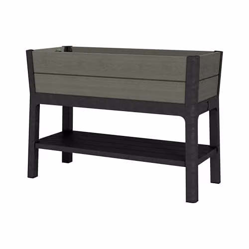 Keter Darwin Elevated Garden Bed in Green, Self-Watering Raised Planter with Water Gauge and Drainage Tap – 1