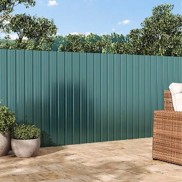 Livingandhome Pack of 12 Green Corrugated Steel Enamel Metal Panels