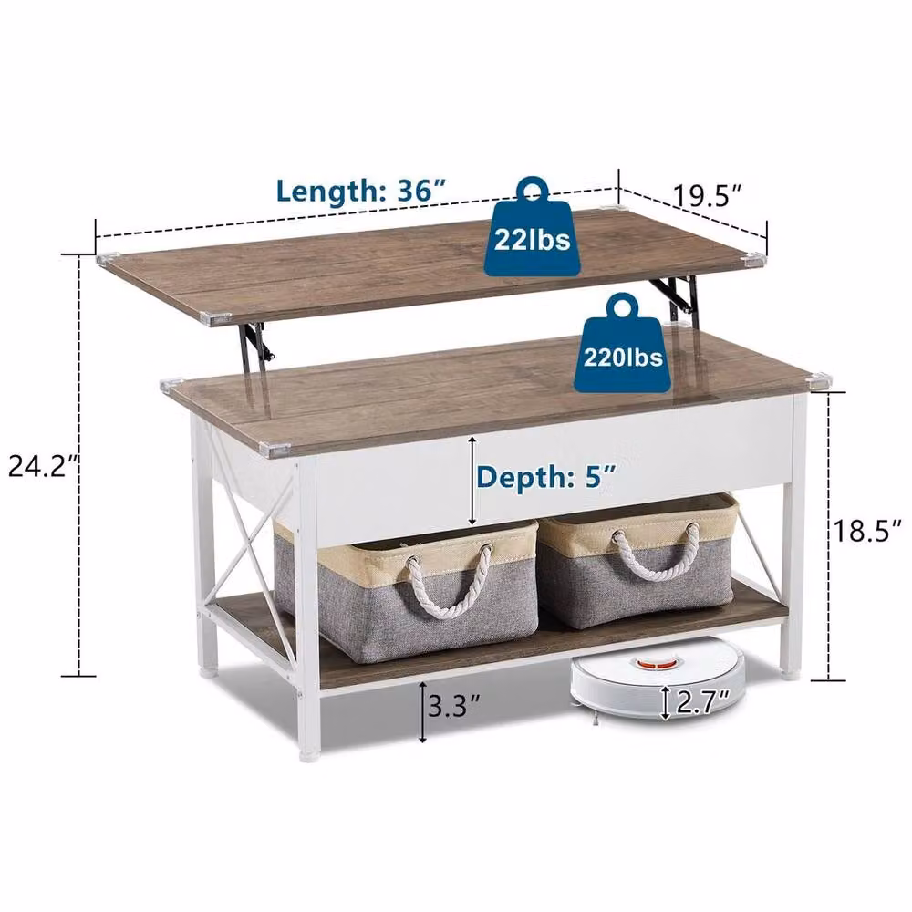 EONLION Brown Lift Top Coffee Table for Living Rooms – 2