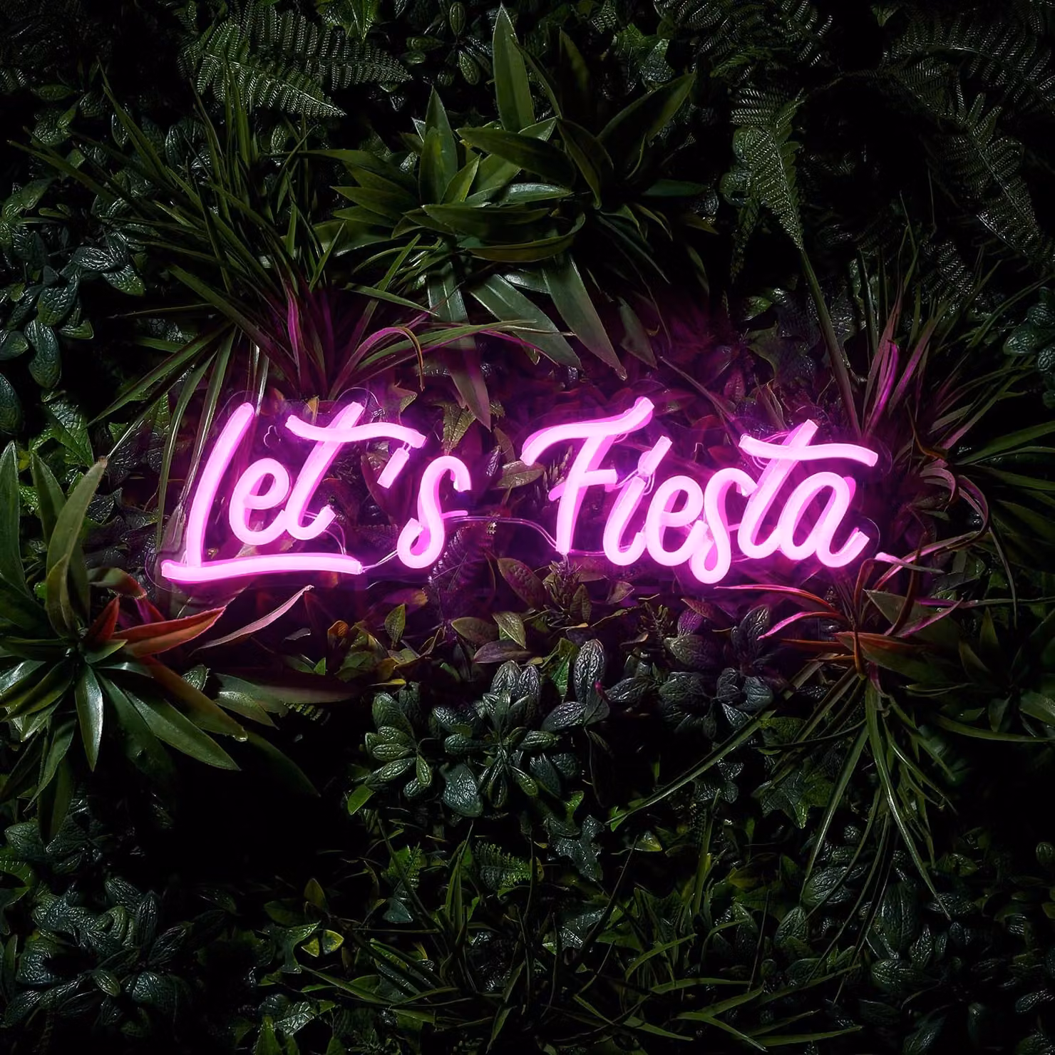 Lights4fun Let's Fiesta Neon LED Wall Light in Pink and Multicolour