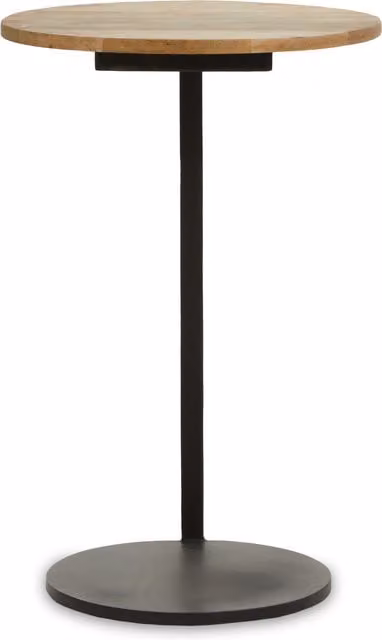 Interiors by Premier Corra Minimalist Side Table with Round Wooden Top in Black