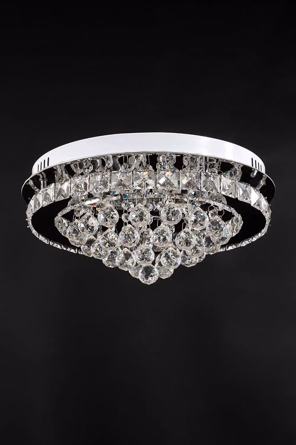 Livingandhome Luxury Crystal Flush Mount Ceiling Light in Silver and Transparent – 5