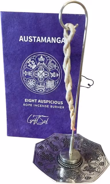 KDMD Astamangal Silver Plated Rope Incense and Holder Set