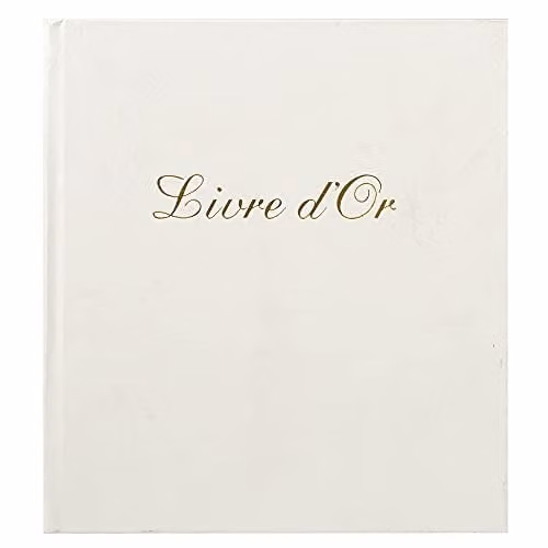 Exacompta Alpille Leather Guest Book in White with Gold Edges, 140 Blank Ivory Pages, H 27 cm x W 22 cm – 1