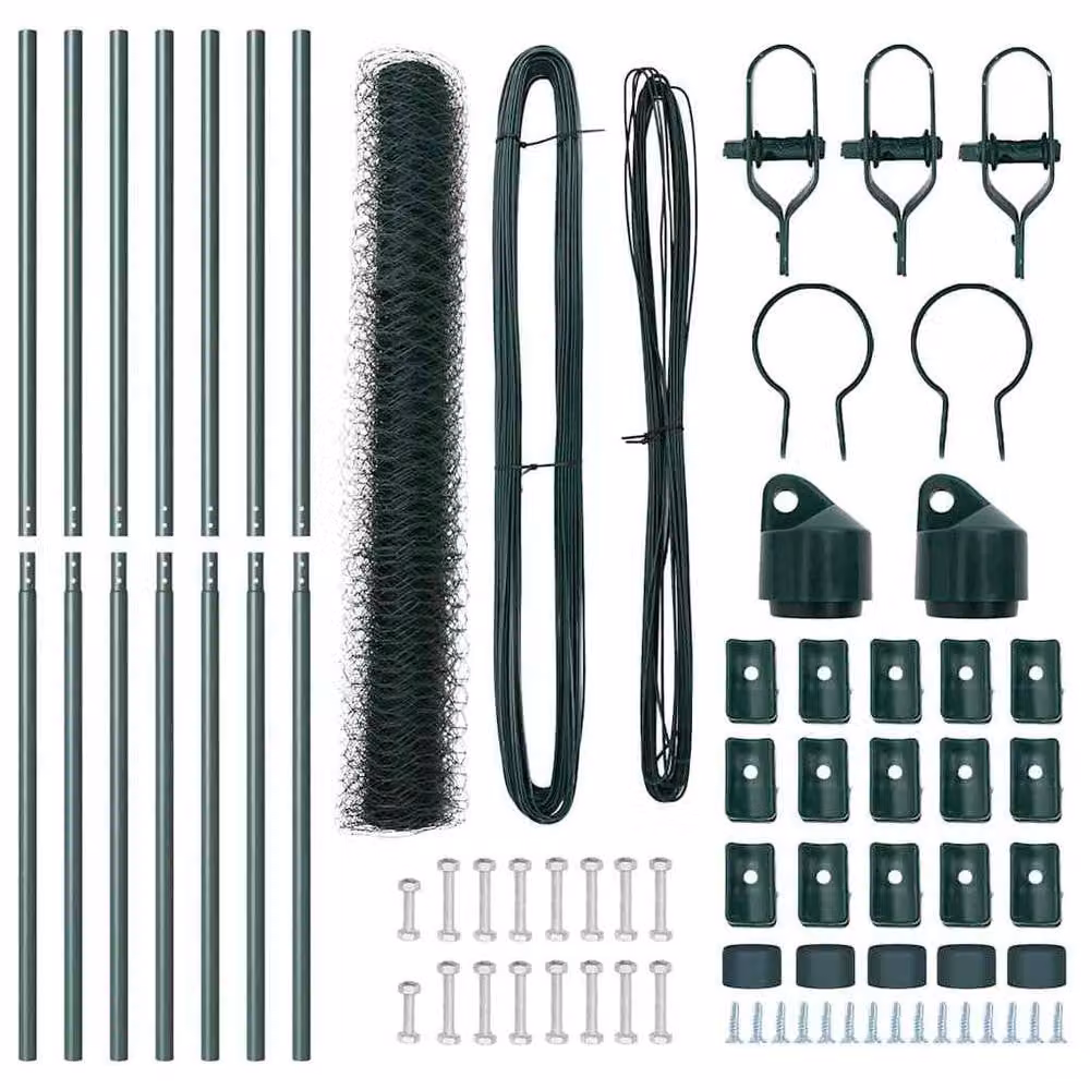 Berkfield Home Green PVC-Coated Steel Hexagon Fence, H: 1 m, W: 10 m – 4