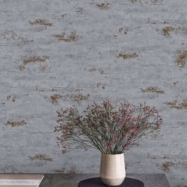Grandeco On The Rocks Distressed Concrete Stone Textured Vinyl Wallpaper in Bronze, Anthracite, White and Grey