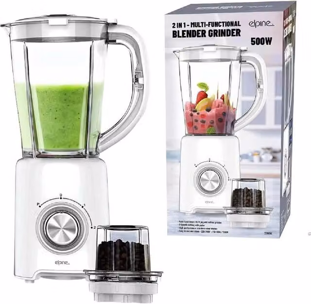 BARGAINS-GALORE 2-in-1 Multi-Functional Blender and Grinder with 5 Speeds, 500W, White – 1