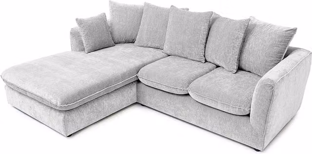 Abakus Direct Lucas Left-Hand Corner Sofa in Silver Grey Velvet Chenille