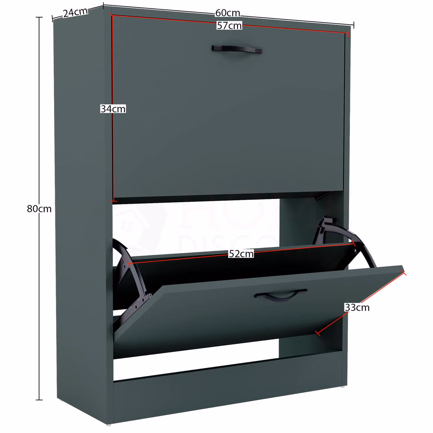 Vida Designs Modern Green 2 Drawer Shoe Cabinet with Tilting Compartments and Internal Shelves – 2