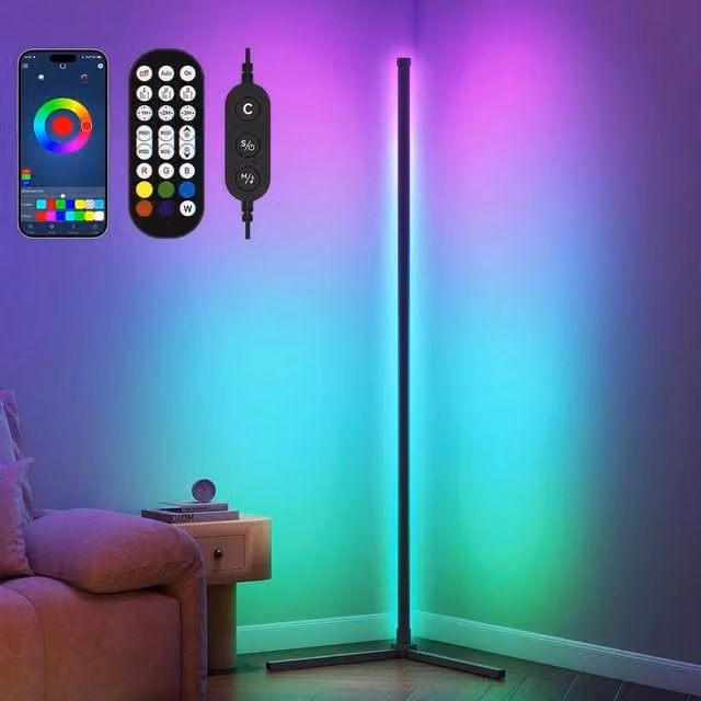 SPETLEK RGB LED Floor Lamp, Multicolour, Black, Height: 164 cm