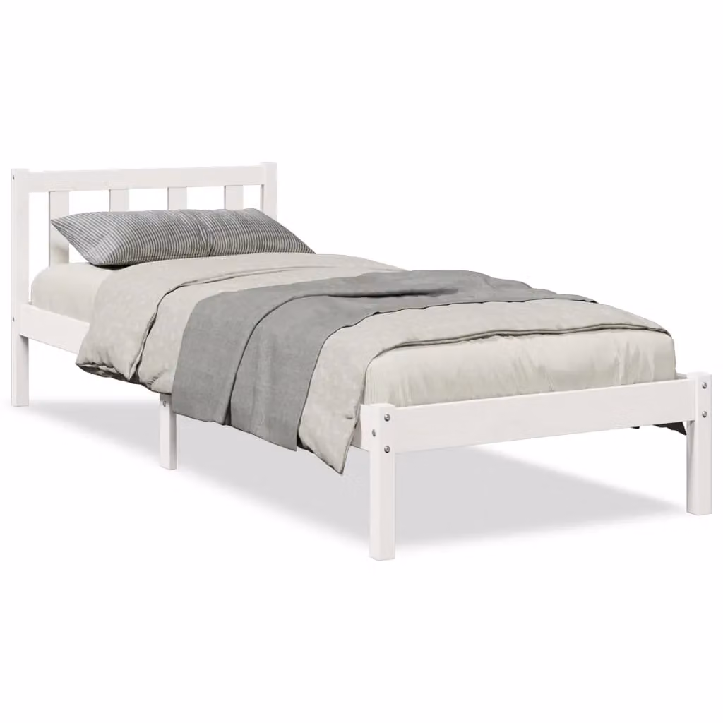 Berkfield Home Extra Long Solid Wood Pine Bed Frame in White, W: 80 cm, L: 210 cm – 2