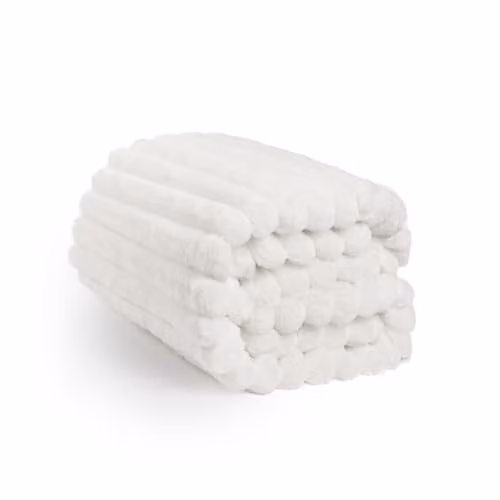 OHS White Faux Fur Ribbed Fleece Throw Blanket, W/D/H: 125 x 150 cm – 1