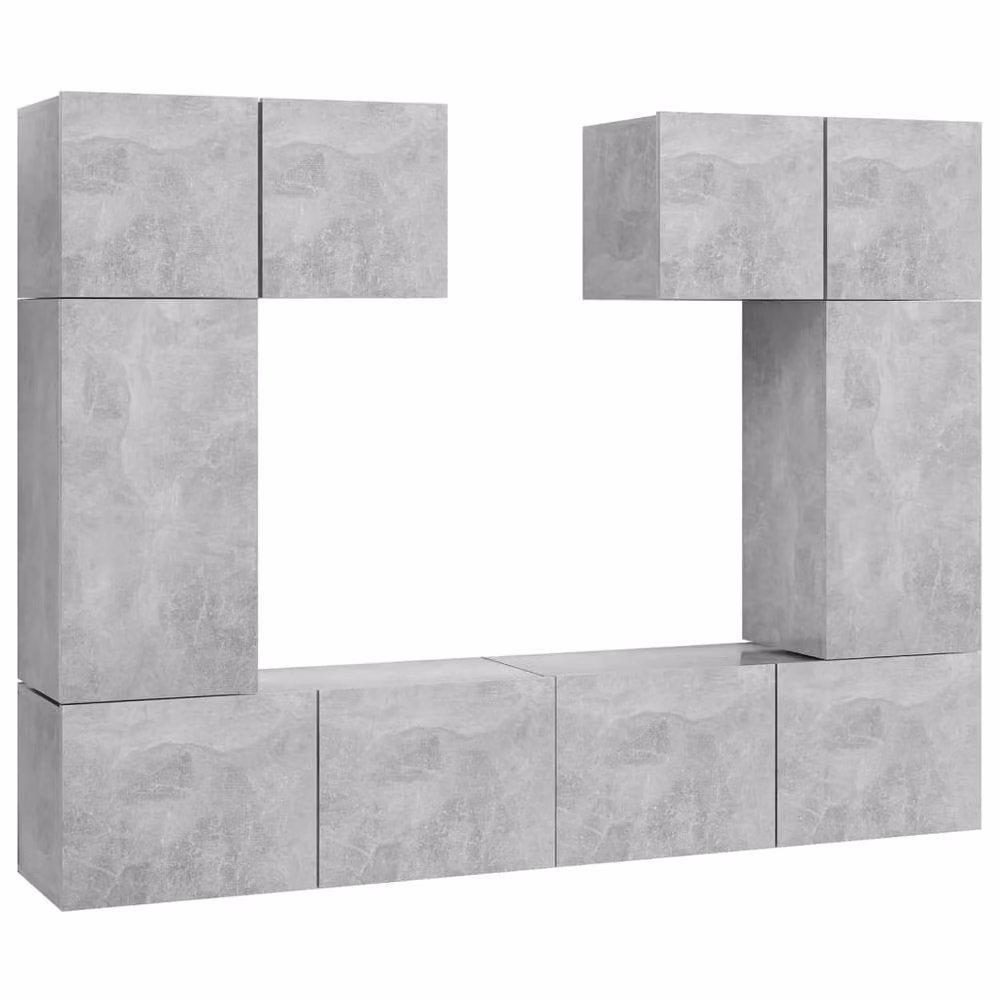 Berkfield Home 6 Piece Modern Wall Mounted TV Cabinet Set in Matt Concrete Grey – 2