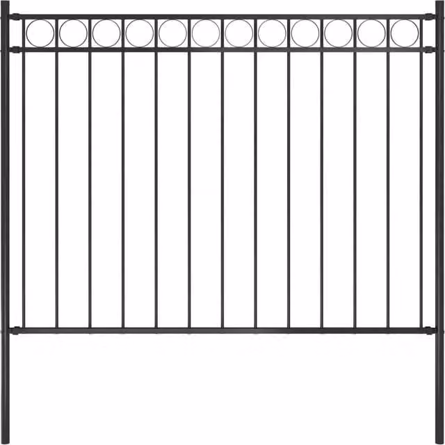 Berkfield Black Powder-Coated Steel Garden Fence, H 170 cm x W 100 cm