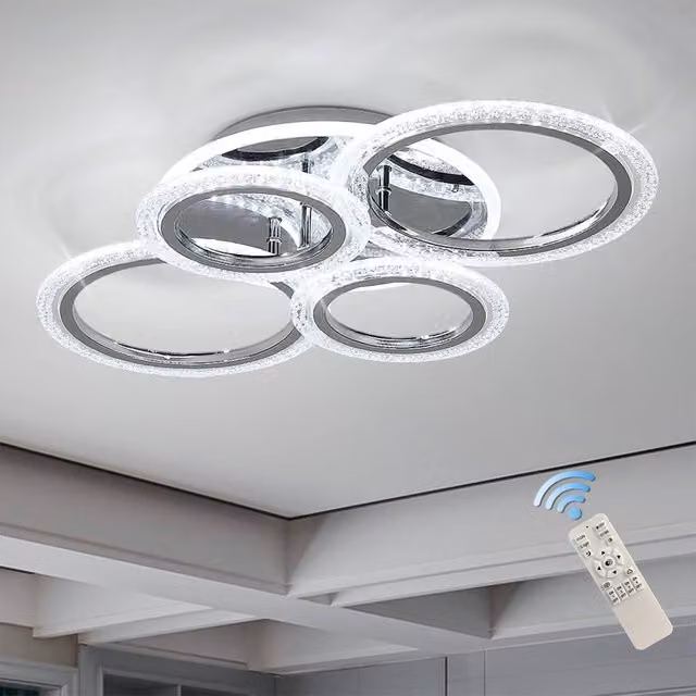 Garwarm Modern 58W Dimmable LED Ceiling Light with 4 Acrylic Rings in White