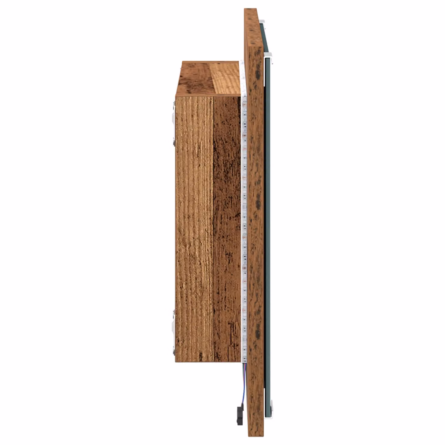 Berkfield Home LED Bathroom Mirror in Brown Rustic Wood, W/D/H: 40 x 8.5 x 37 cm – 3