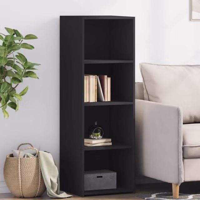 Berkfield Home Modern Black Matt Highboard in MDF, W/D/H: 40 x 41 x 124 cm – 1