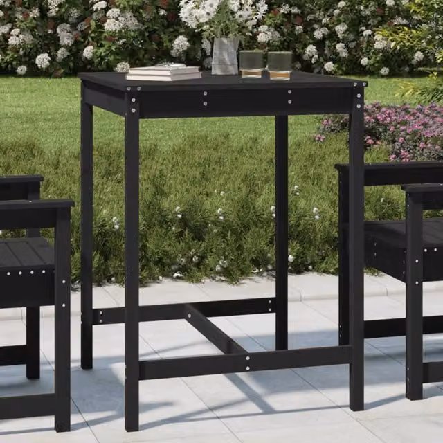 Berkfield Home Rustic Garden Table in Black Solid Pine, W: 82.5 cm, D: 82.5 cm, H: 110 cm – 1