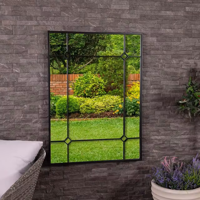 Charles Bentley Budapest Modern Geometric Rectangular Wall Mounted Glass Mirror in Black