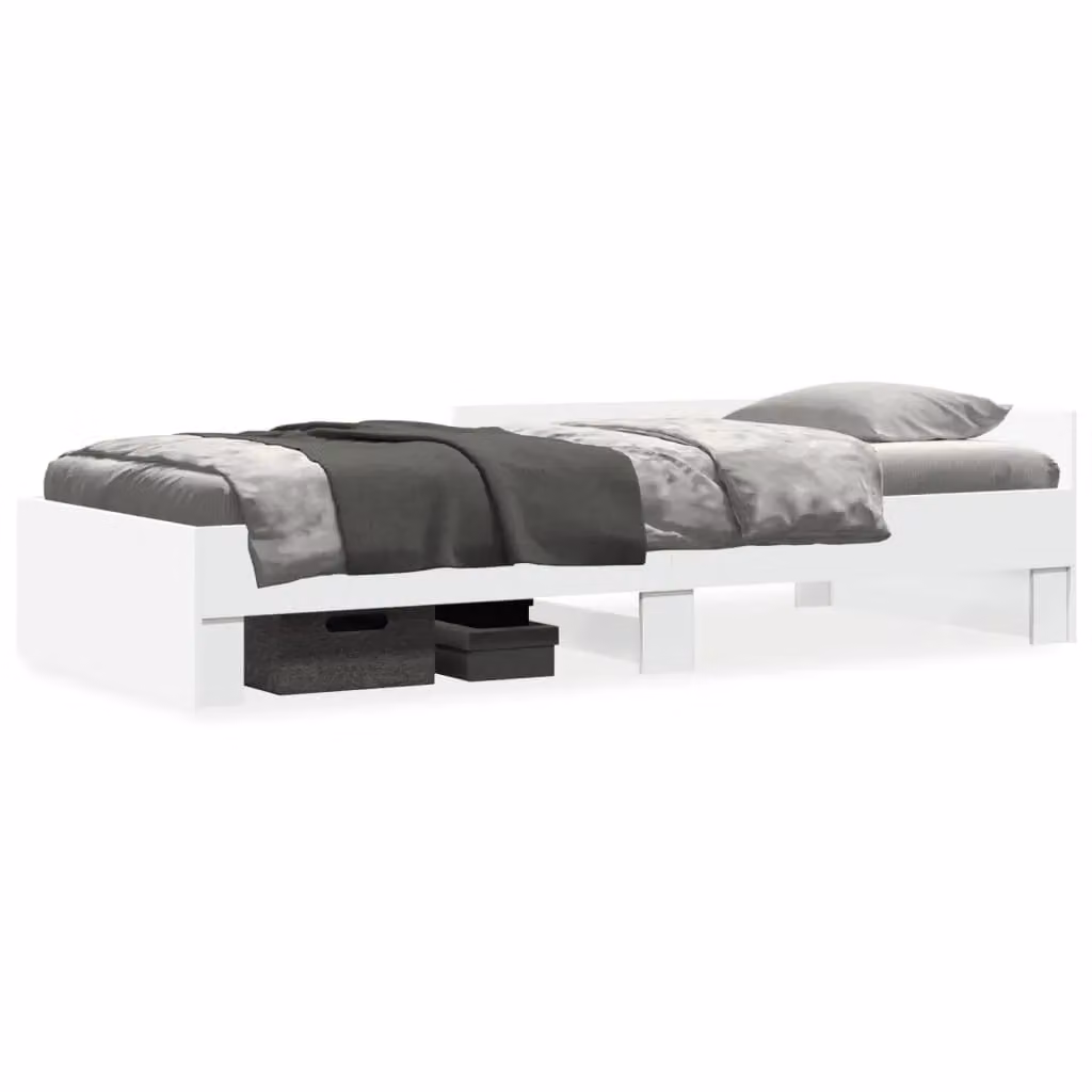 Berkfield Home Single Bed Frame in White, Engineered Wood, W/D/H: 90 x 190 cm – 2