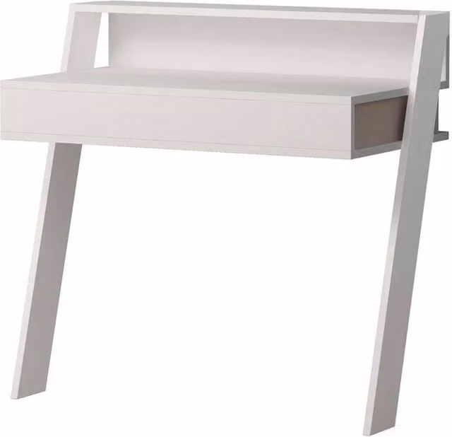 Havendro Matt White Wall Mounted Floating Writing Desk with 1 Drawer and 1 Shelf