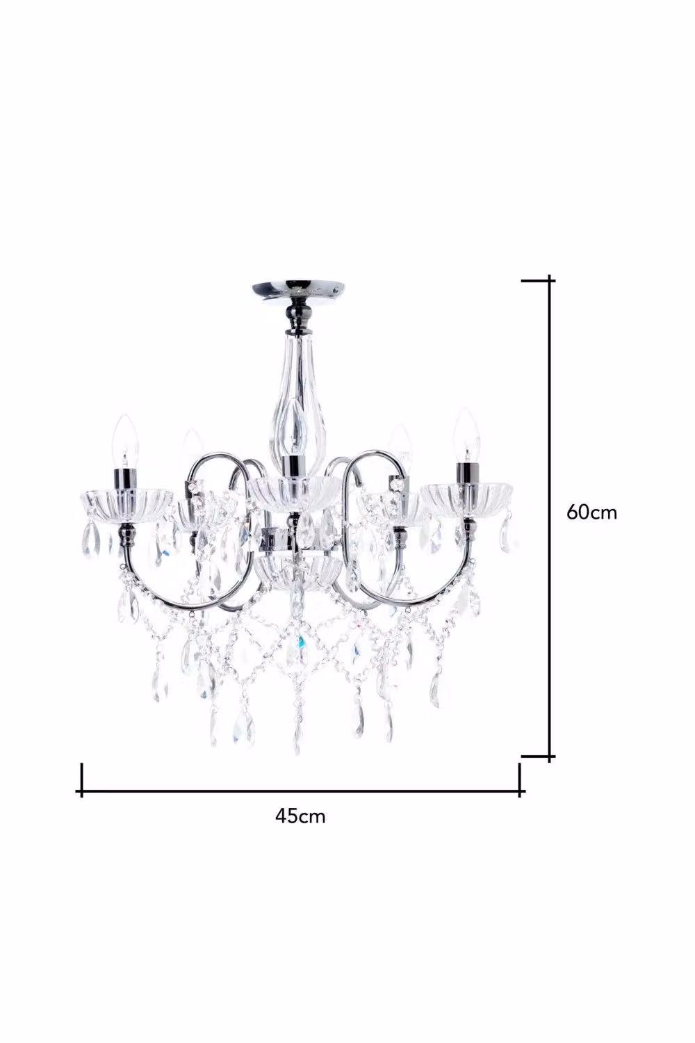 BHS Lighting Edith Flush Ceiling Light in Silver and Chrome with Crystal Glass – 2