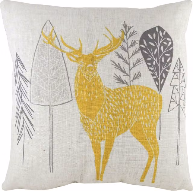 Make it a Home Hulder Stag Square Cushion in Beige and White