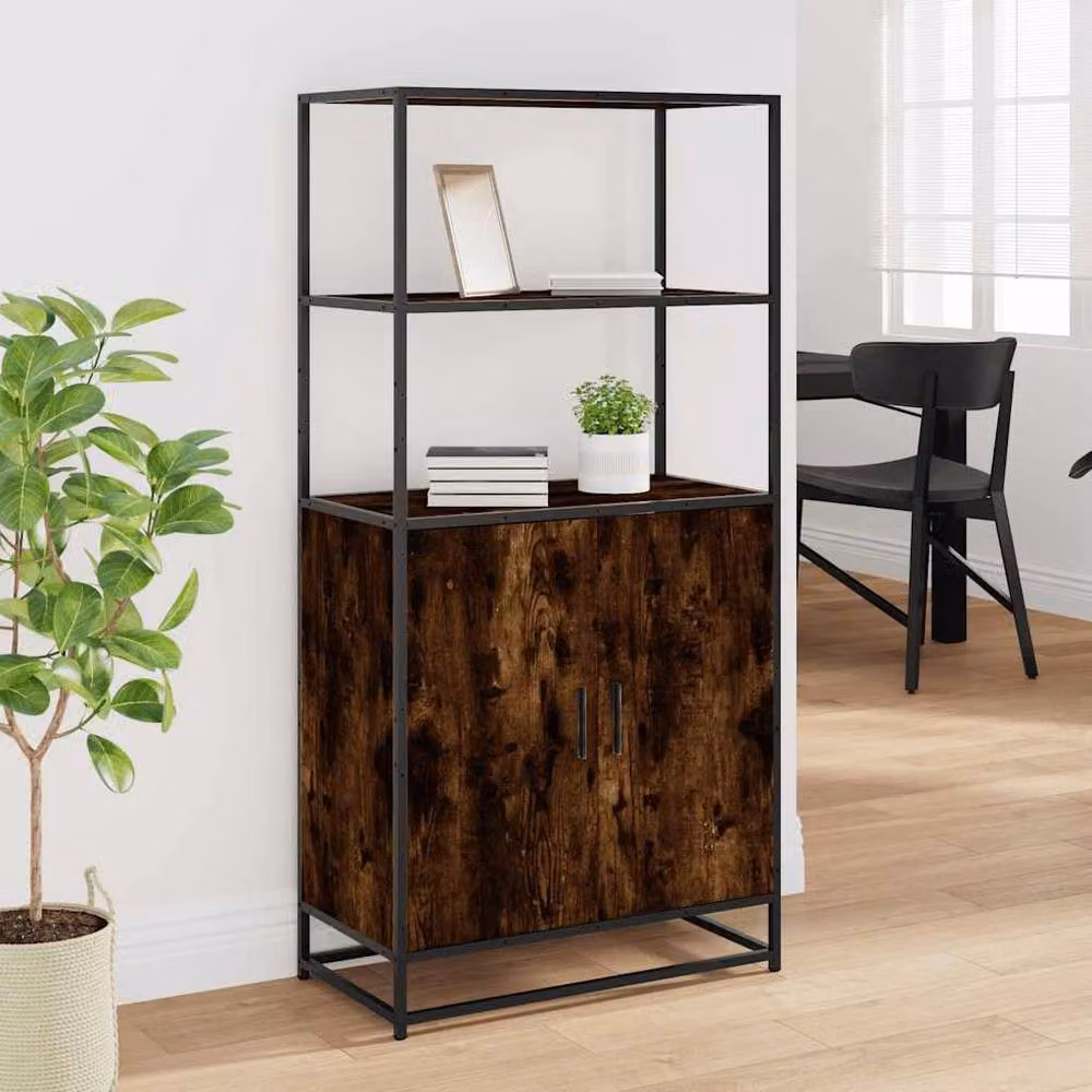Berkfield Home Smoked Oak Highboard in Brown, W/D/H: 68 x 35 x 139 cm – 1