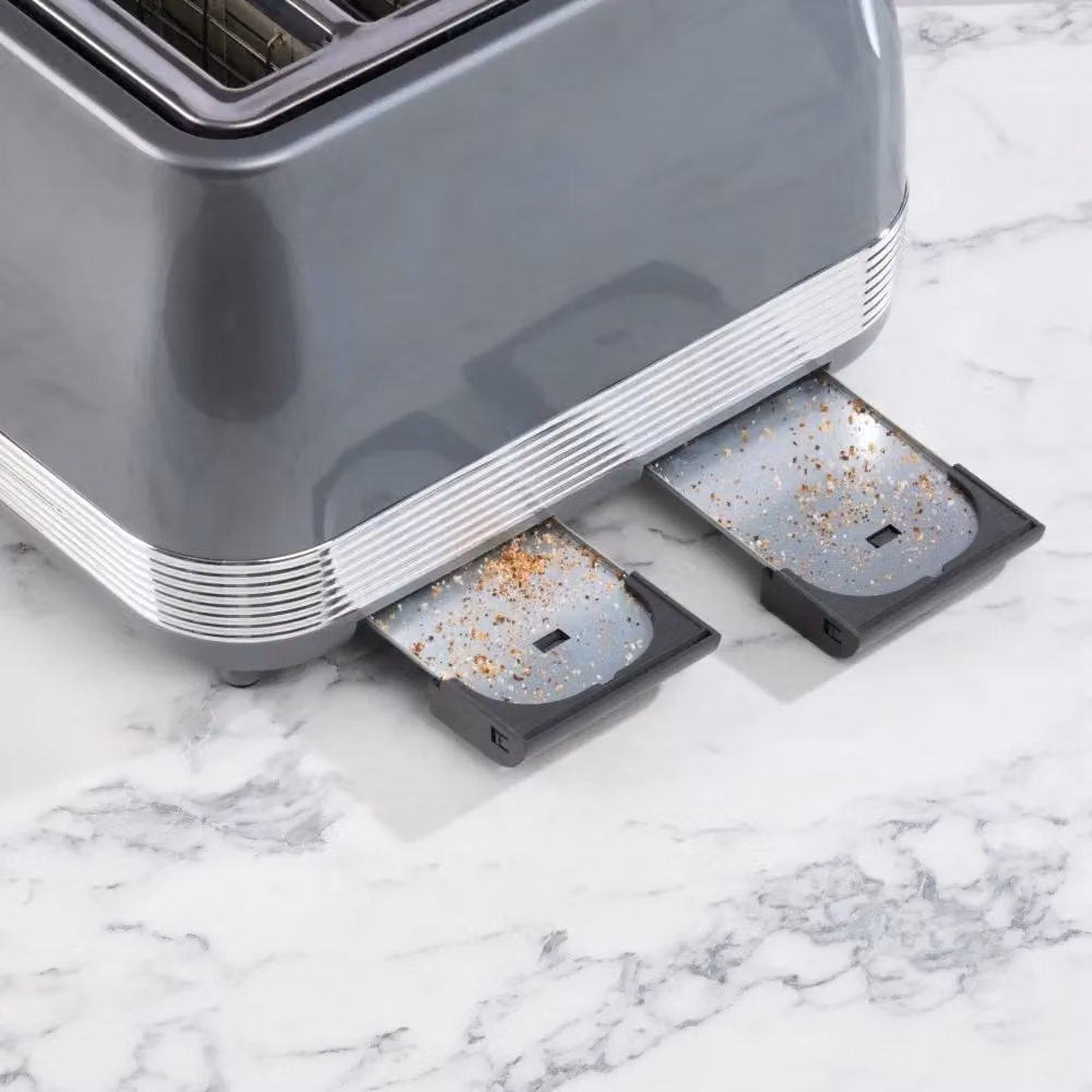 Daewoo Denver Retro 4 Slice Wide Slot Toaster in Mid Grey Stainless Steel – 2