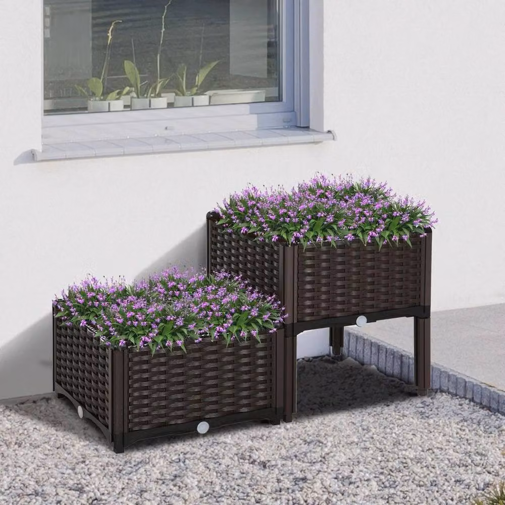 Kelvenix 2-piece Brown Plastic Raised Bed – 2
