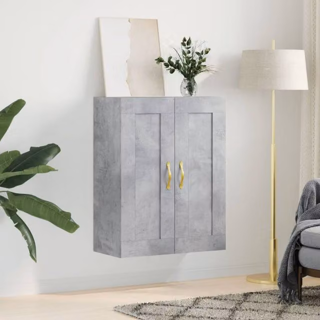 Berkfield Home Wall Mounted Cabinet in Concrete Grey, W: 69.5 cm, D: 34 cm, H: 90 cm – 1