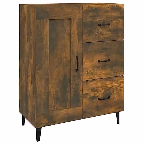 vidaXL Modern Sideboard in Smoked Oak Brown, Engineered Wood, W: 69.5 cm, D: 34 cm, H: 90 cm
