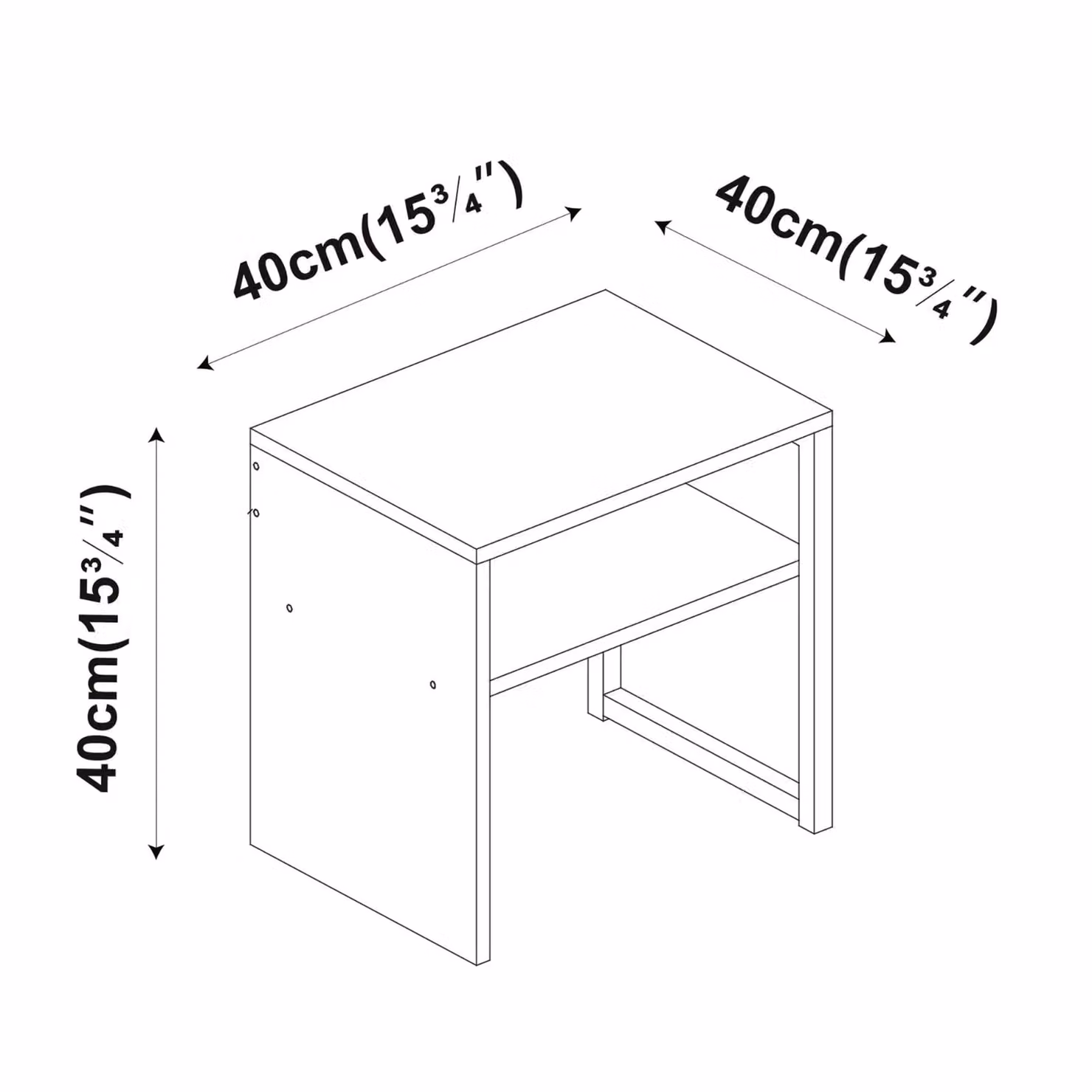 EONLION Set of 2 Grey Modern Bedside Tables with Wood and Metal Open Shelves – 1