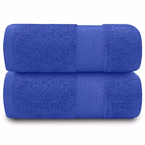 Gaveno Cavailia Pack of 2 Blue Striped 100% Cotton Bath Sheets, 700 GSM – 1